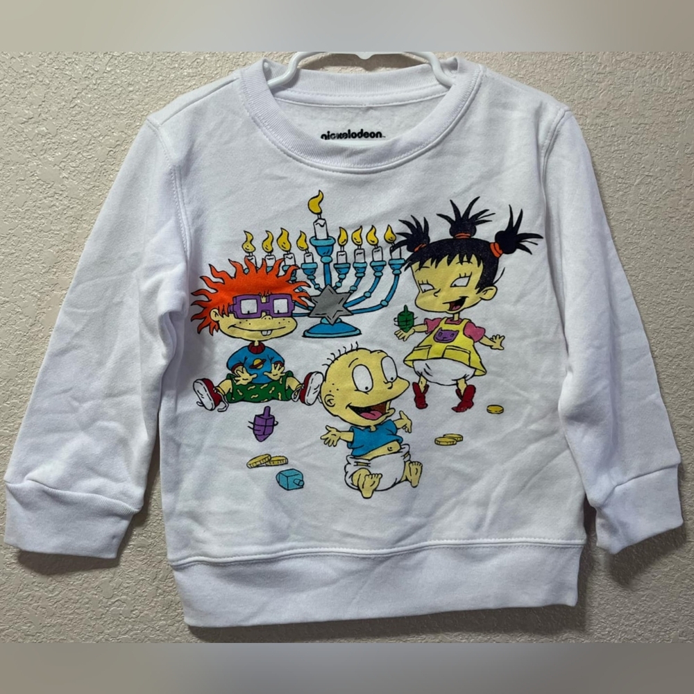 NWT Nickelodeon Rugrats Boy 3T Hanukkah White Long Sleeve Sweatshirt